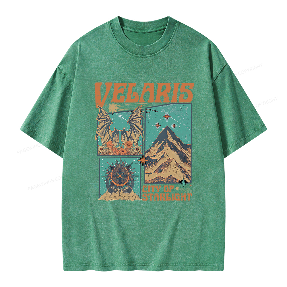 Pagewings Velaris City Of Starlight Unisex Washed T-shirt