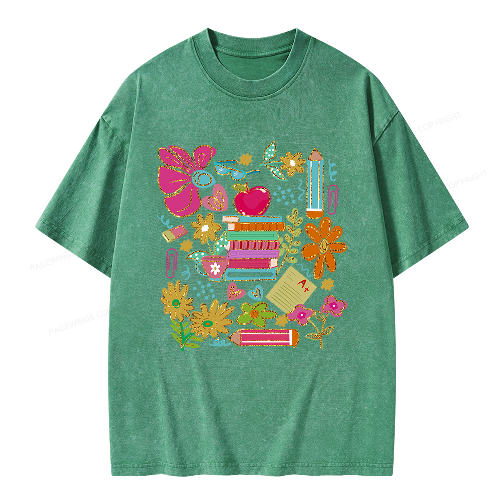 Pagewings Back to School Bookish Unisex Washed T-shirt