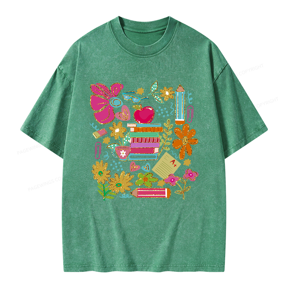 Pagewings Back to School Bookish Unisex Washed T-shirt