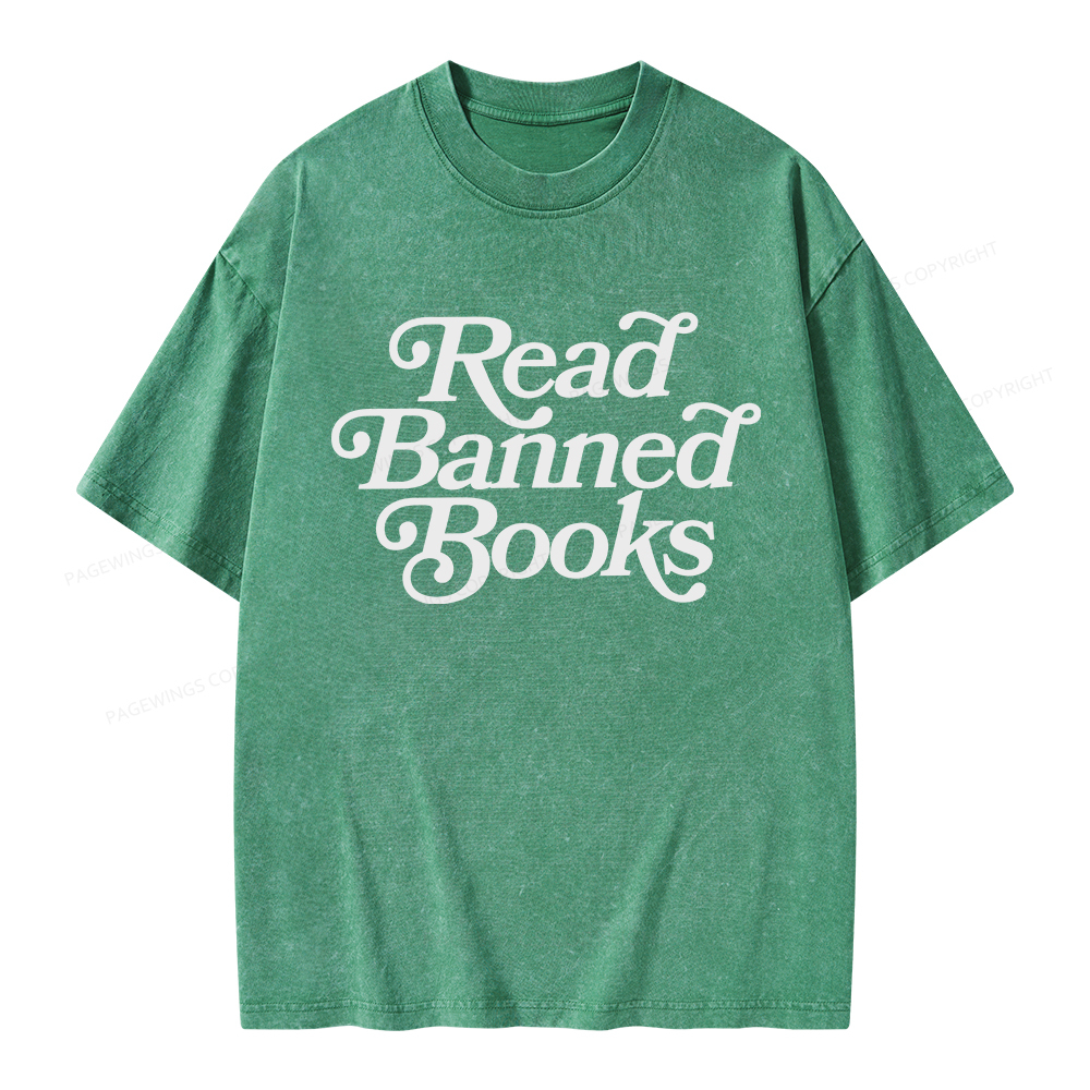 Pagewings Read Band Books Freedom Read Unisex Washed T-shirt