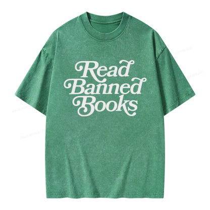 Pagewings Read Band Books Freedom Read Unisex Washed T-shirt