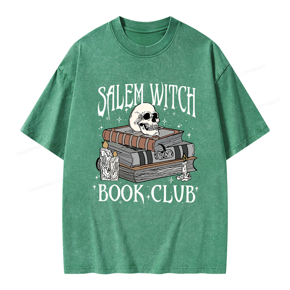 Pagewings Salem Witch Book Club Unisex Washed T-shirt