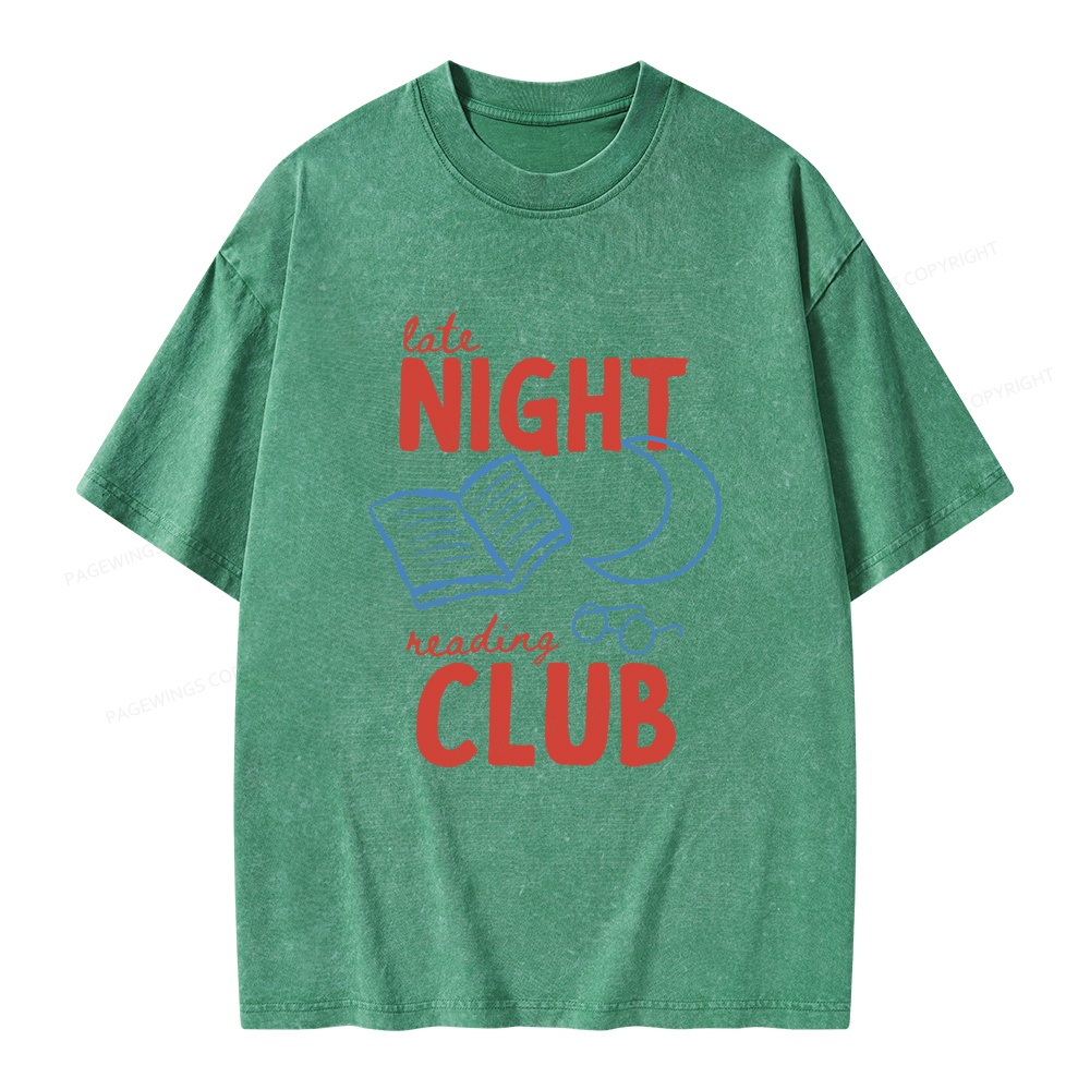 Pagewings Late Night Reading Club Unisex Washed T-shirt