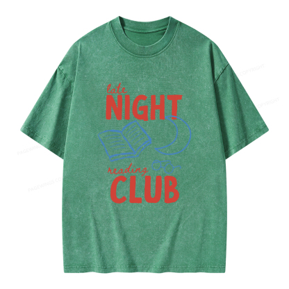 Pagewings Late Night Reading Club Unisex Washed T-shirt