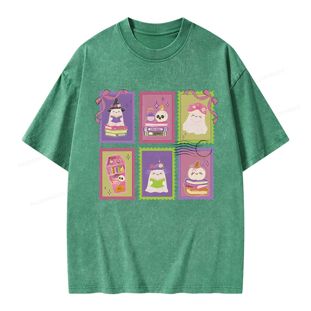 Pagewings Bookish Halloween Unisex Washed T-shirt