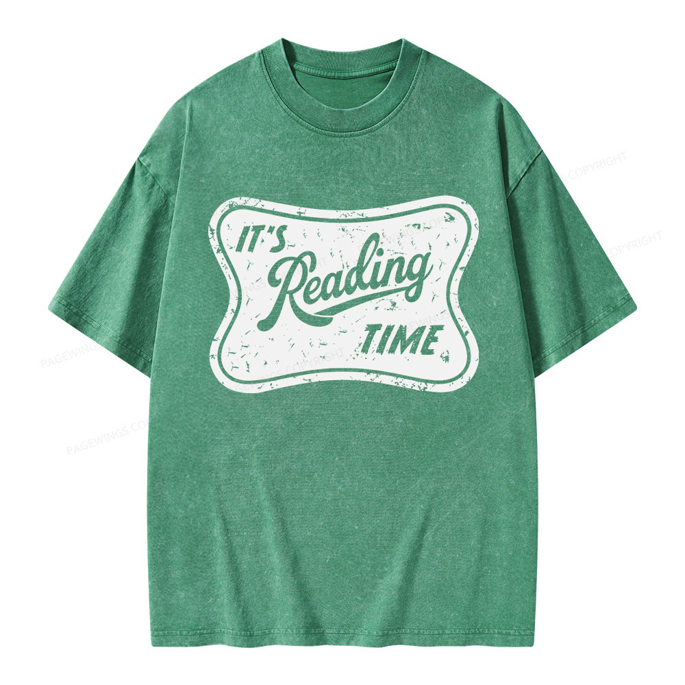 Pagewings It’s Reading Time Unisex Washed T-shirt