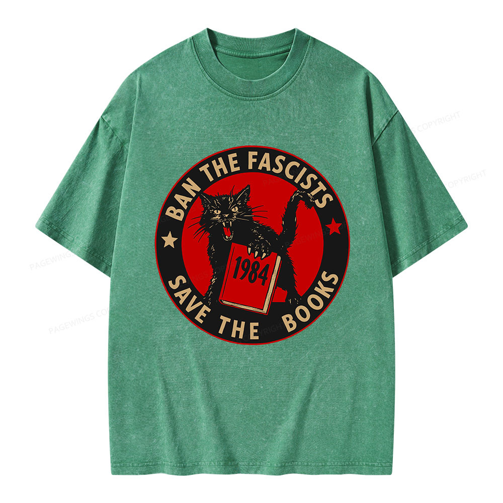 Pagewings Ban The Fascists Save The Books Unisex Washed T-shirt