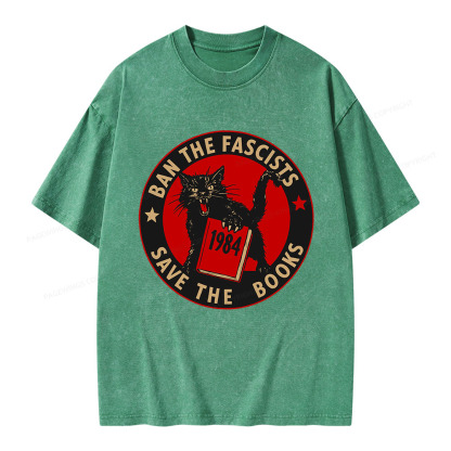 Pagewings Ban The Fascists Save The Books Unisex Washed T-shirt
