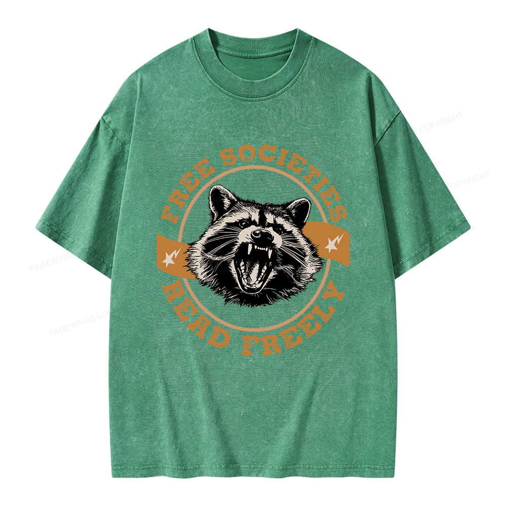 Pagewings Free Societies Read Freely Unisex Washed T-shirt