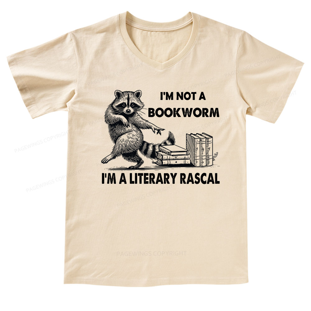 Pagewings I'm Not A Bookworm I'm A Literary Rascal V-neck T-shirt
