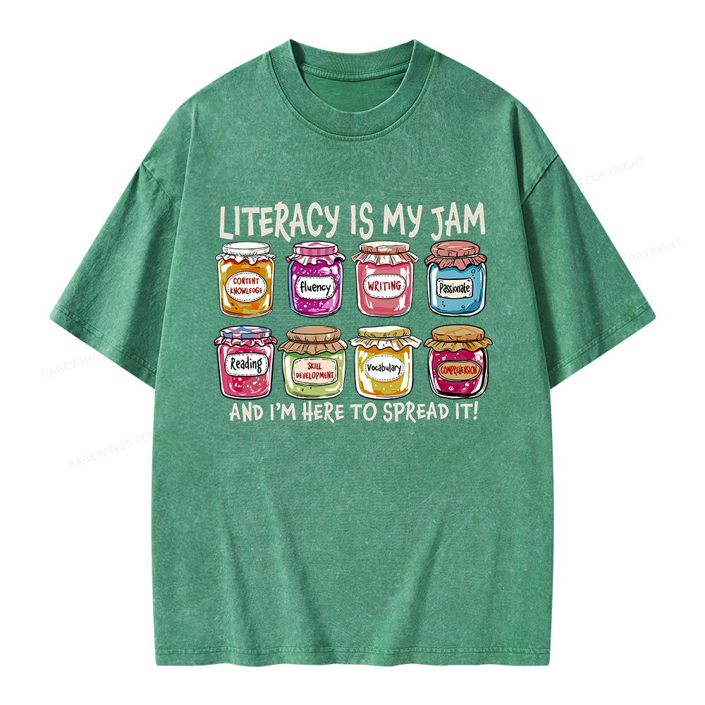 Pagewings Literacy Is My Jam Unisex Washed T-shirt