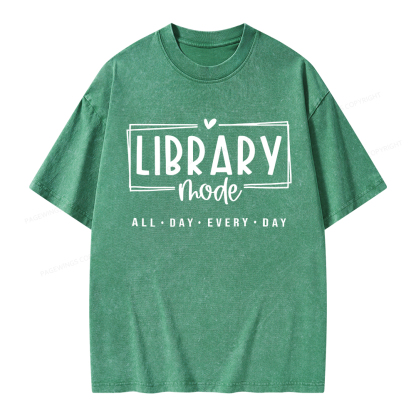 Pagewings Library Mode Unisex Washed T-shirt