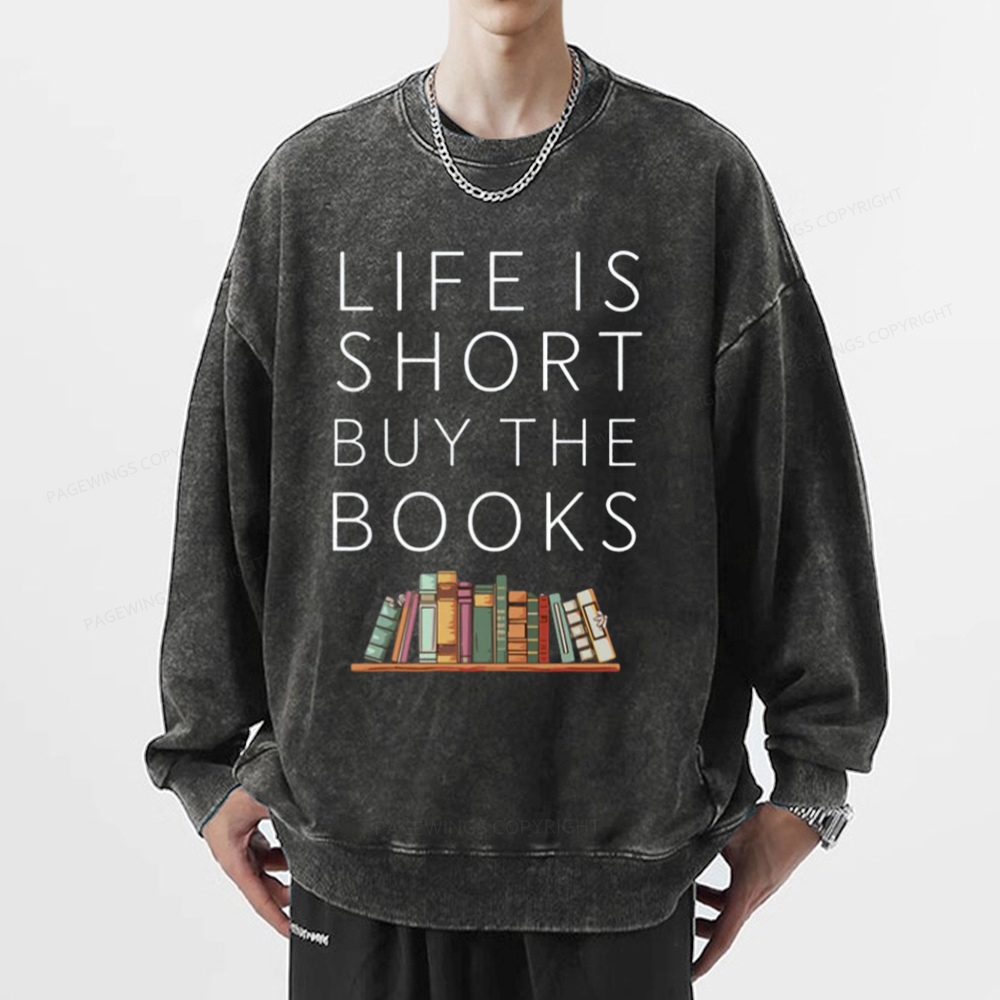 Pagewing Buy The Books Unisex Tee Unisex Washed Sweatshirt