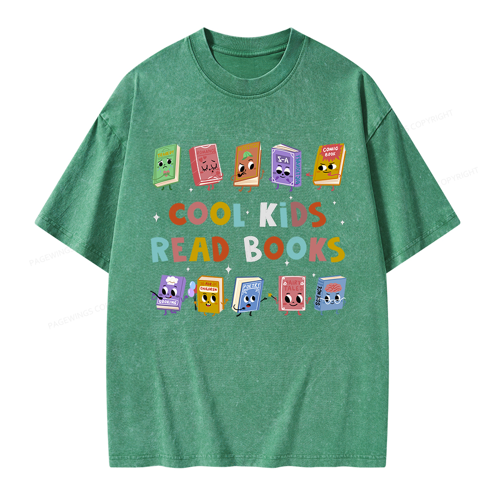 Pagewings Cool Kids Read Books Unisex Washed T-shirt