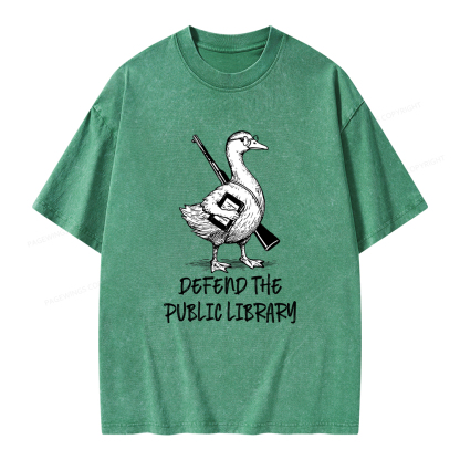 Pagewings Defend The Public Library Unisex Washed T-shirt