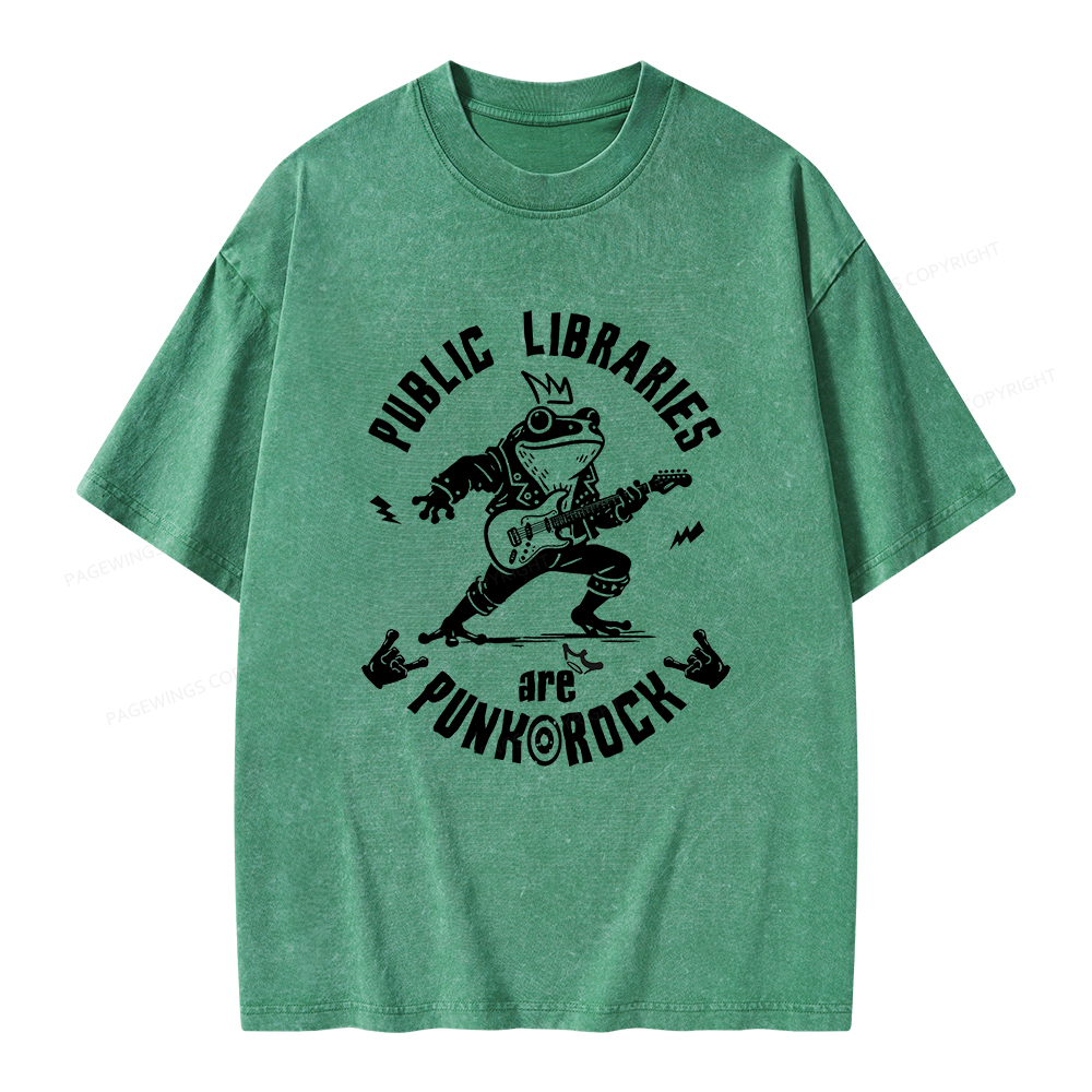 Pagewings Public Libraries Are Punk And Rock Unisex Washed T-shirt
