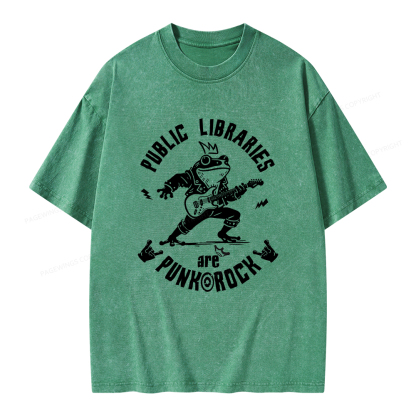Pagewings Public Libraries Are Punk And Rock Unisex Washed T-shirt