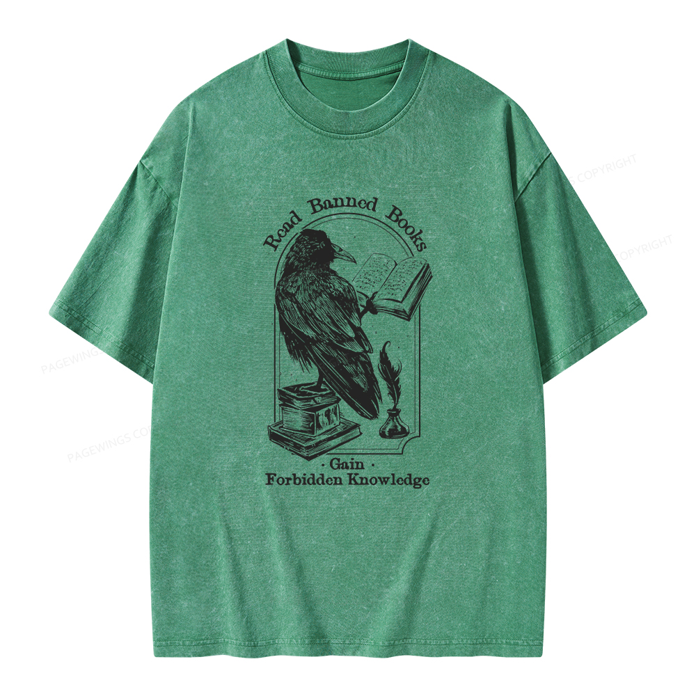 Pagewings Read Banned Books Gain Forbidden Knowledge Unisex Washed T-shirt
