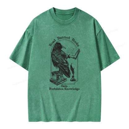 Pagewings Read Banned Books Gain Forbidden Knowledge Unisex Washed T-shirt