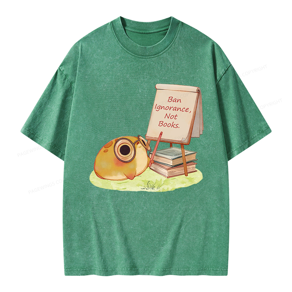 Pagewings Ban Ignorance Not Books Unisex Washed T-shirt
