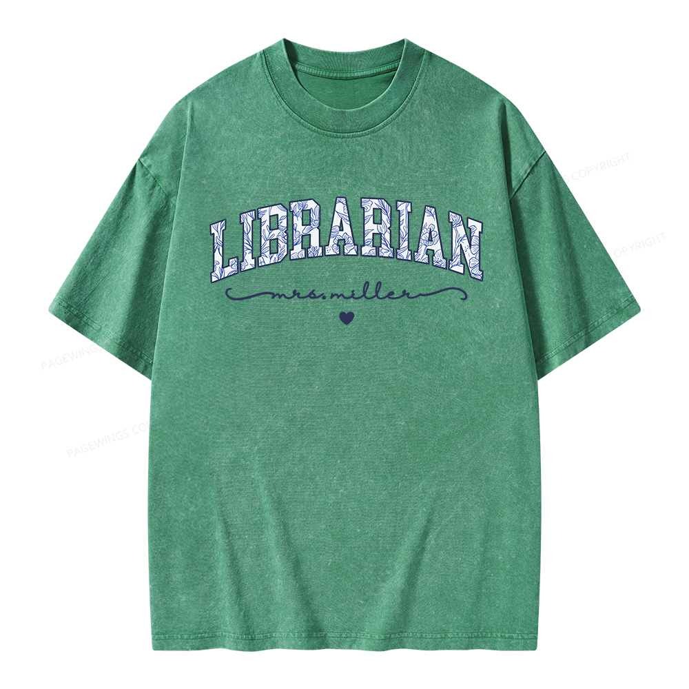 Pagewings Personalized Custom Librarian Unisex Washed T-shirt