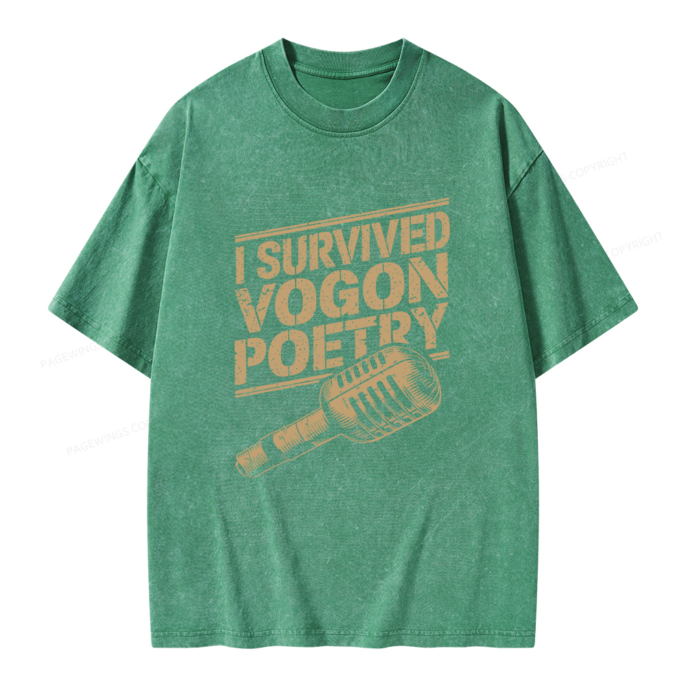 Pagewings I Survived Vogon Poetry Unisex Washed T-shirt