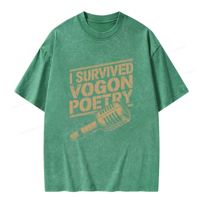 Pagewings I Survived Vogon Poetry Unisex Washed T-shirt