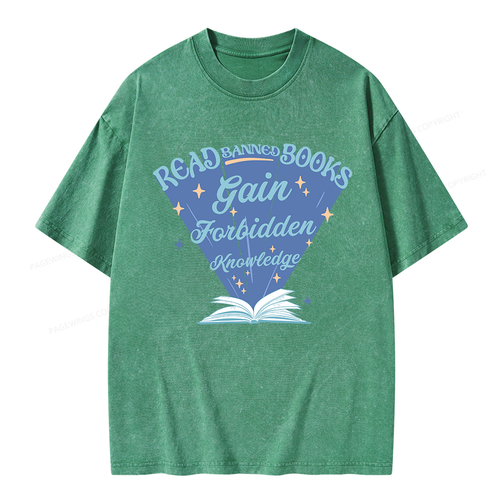 Pagewings Read Banned Books Gain Forbidden Knowledge Unisex Washed T-shirt