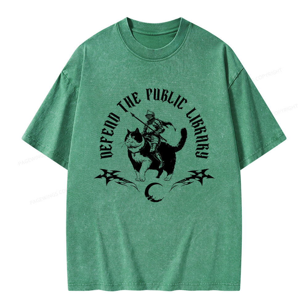 Pagewings Defend The Public Library Unisex Washed T-shirt