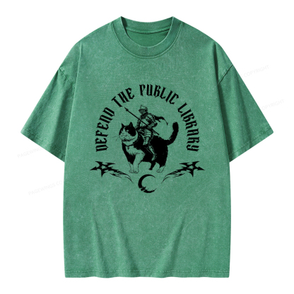 Pagewings Defend The Public Library Unisex Washed T-shirt