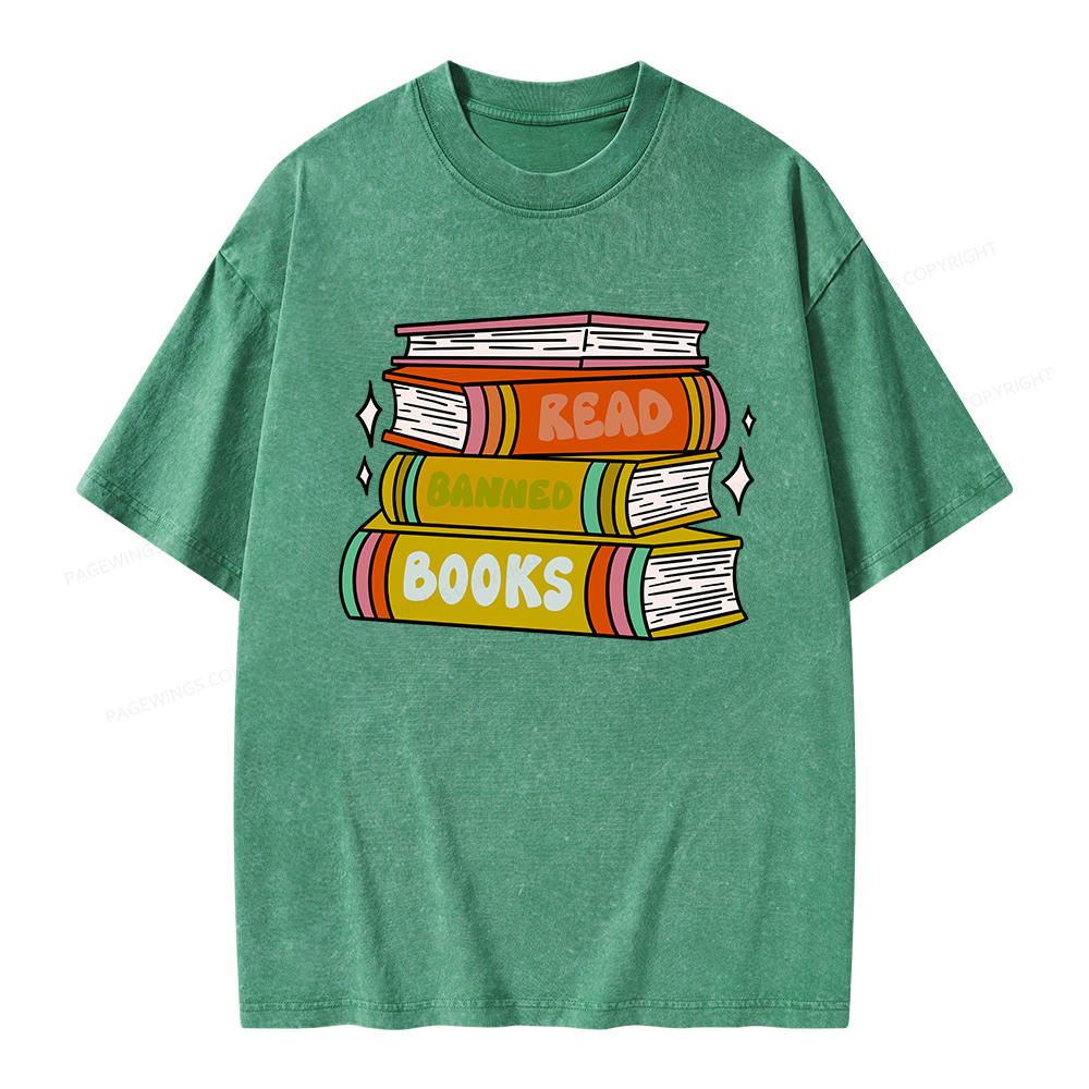 Pagewings Read Banned Books Unisex Washed T-shirt