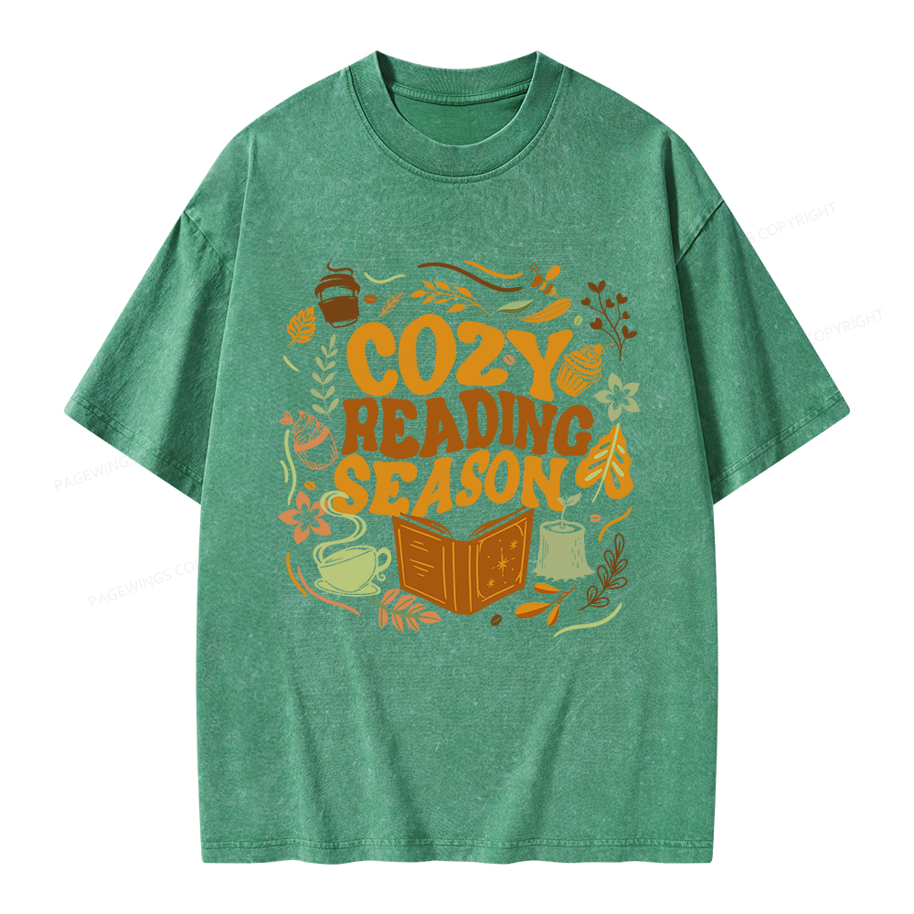 Pagewings Cozy Reading Season Unisex Washed T-shirt