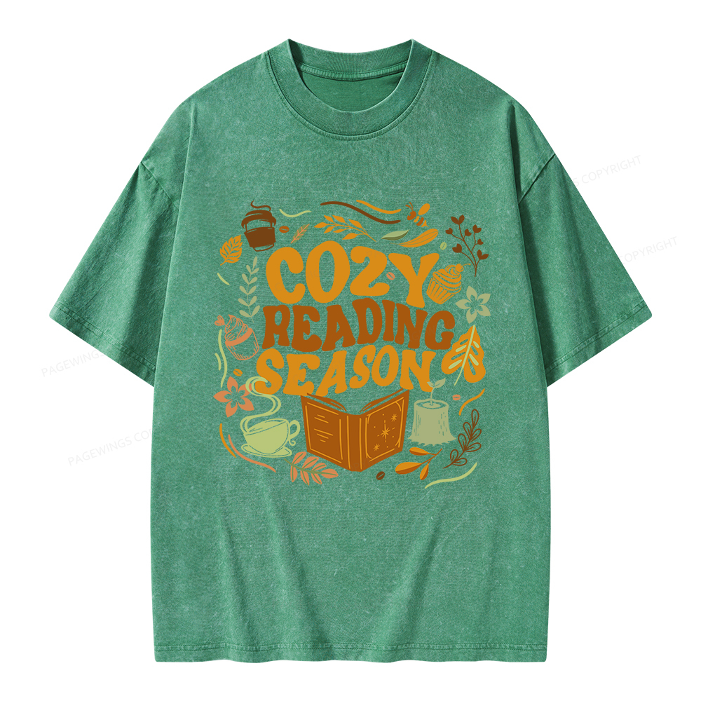 Pagewings Cozy Reading Season Unisex Washed T-shirt