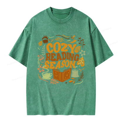 Pagewings Cozy Reading Season Unisex Washed T-shirt