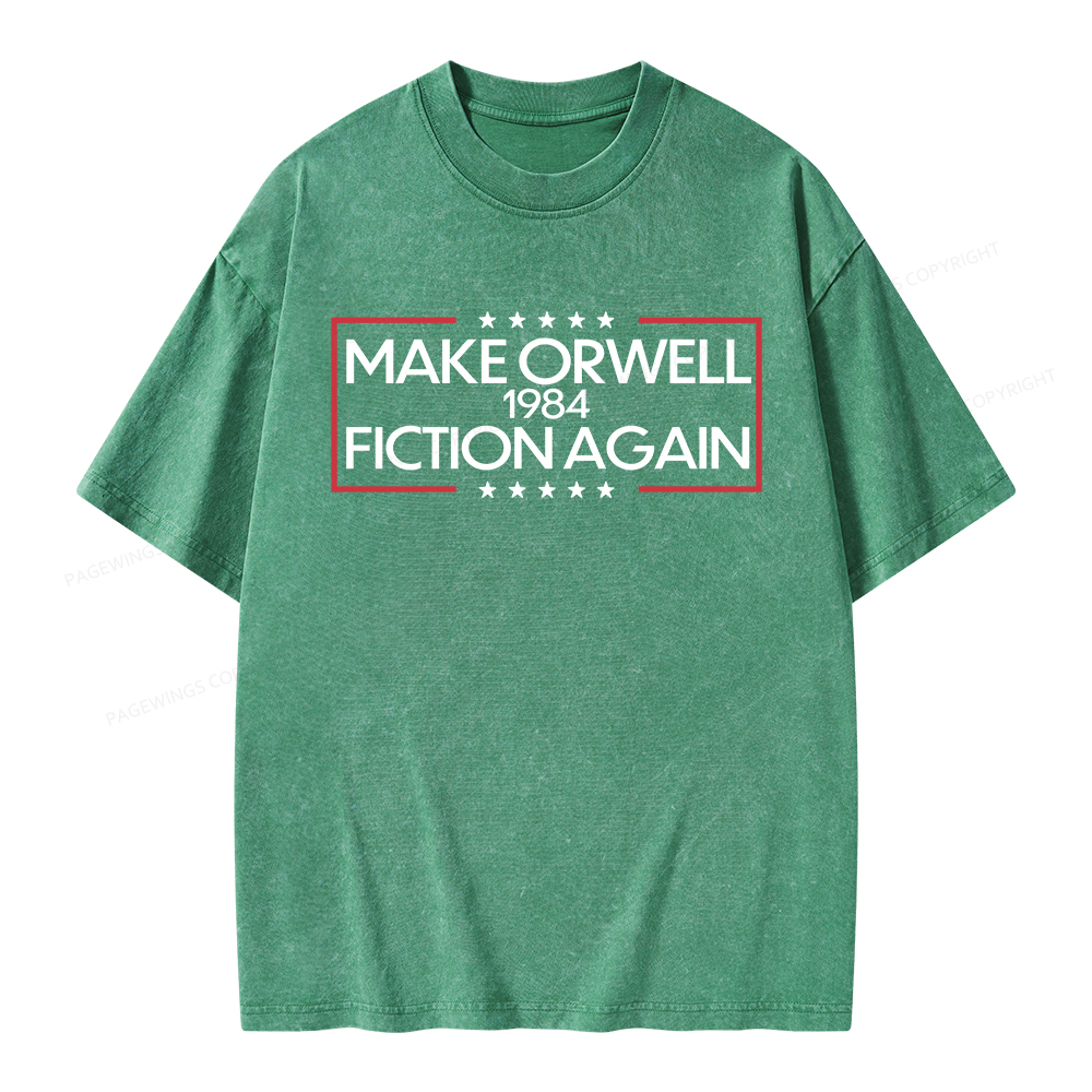 Pagewings Make Orwell Fiction Again Unisex Washed T-shirt