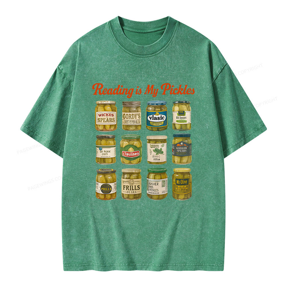Pagewings Reading Is My Pickles Unisex Washed T-shirt