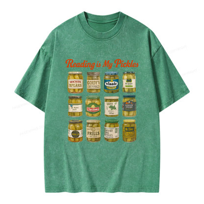 Pagewings Reading Is My Pickles Unisex Washed T-shirt