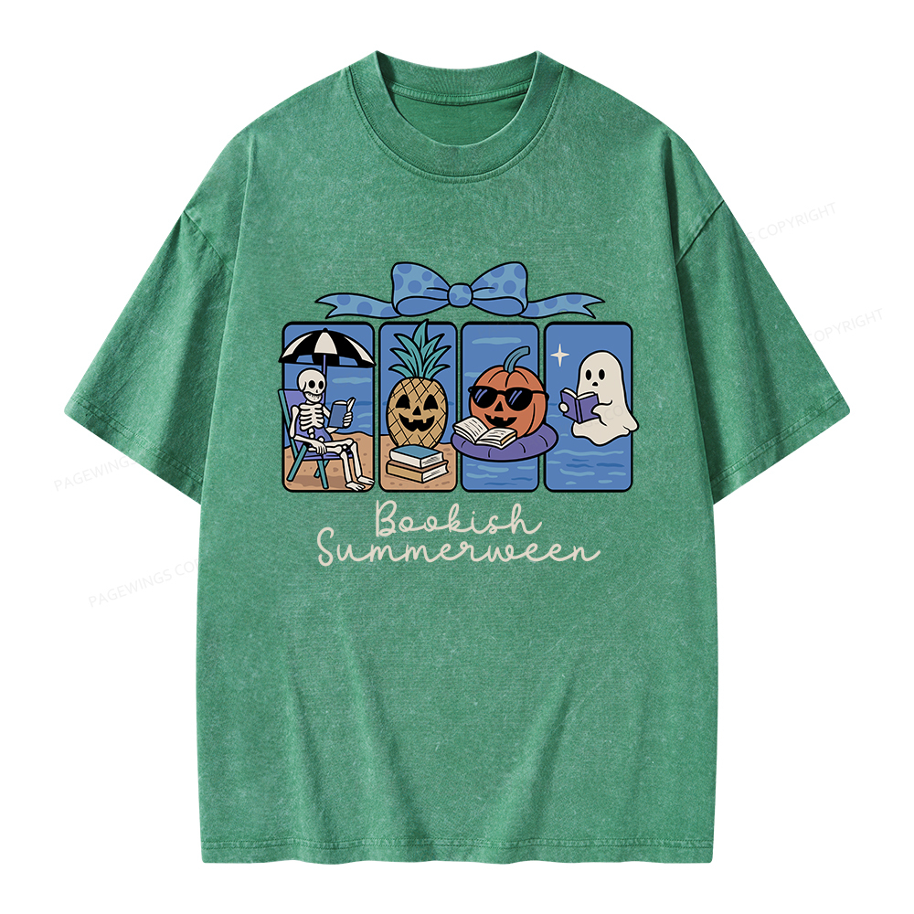 Pagewings Bookish Summerween Unisex Washed T-shirt