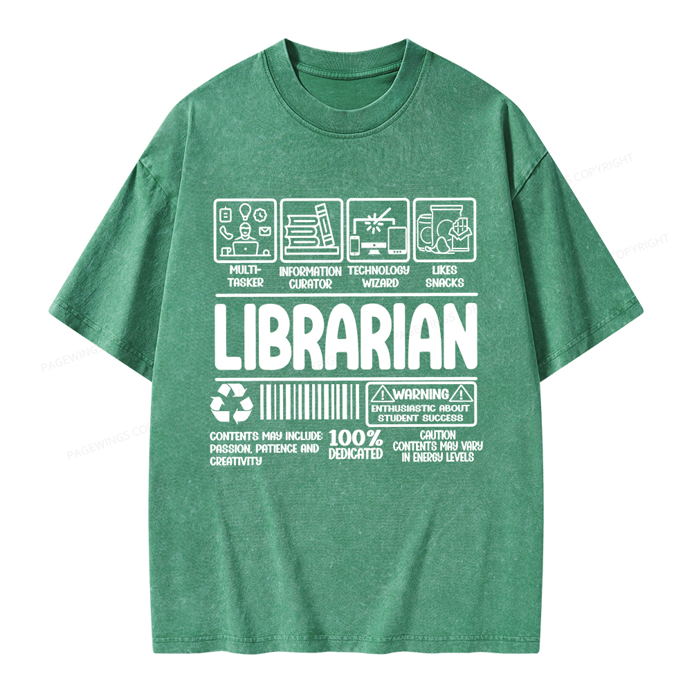 Pagewings Librarian Back To School Unisex Washed T-shirt