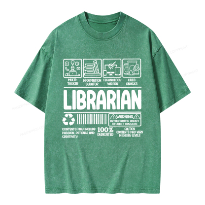 Pagewings Librarian Back To School Unisex Washed T-shirt