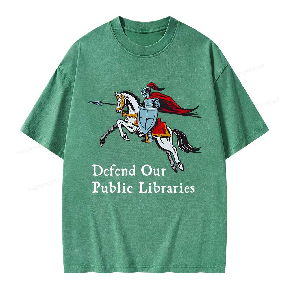 Pagewings Defend Our Public Libraries Unisex Washed T-shirt