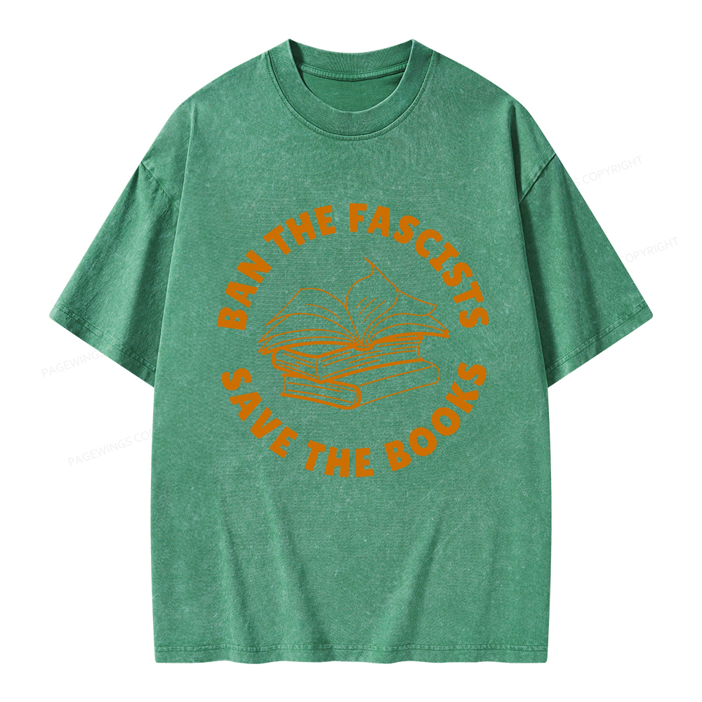 Pagewings Ban The Fascists Save The Books Unisex Washed T-shirt