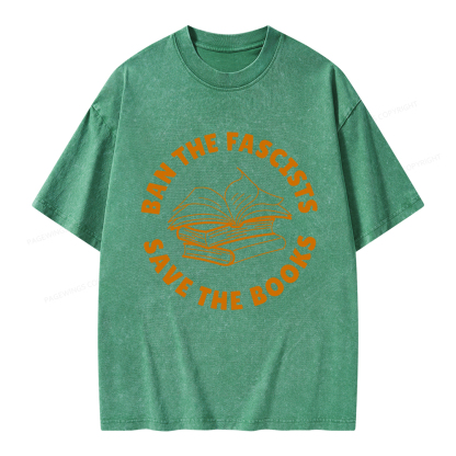 Pagewings Ban The Fascists Save The Books Unisex Washed T-shirt