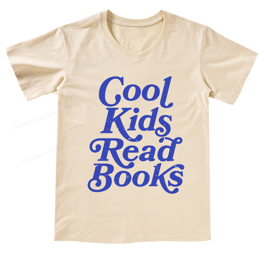Pagewings Cool Kids Read Books V-neck T-shirt