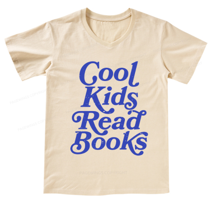 Pagewings Cool Kids Read Books V-neck T-shirt