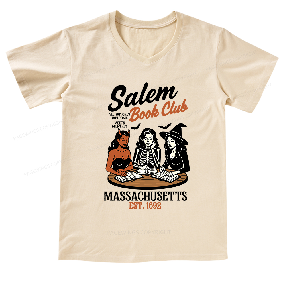 Pagewings Salem Book Club V-neck T-shirt
