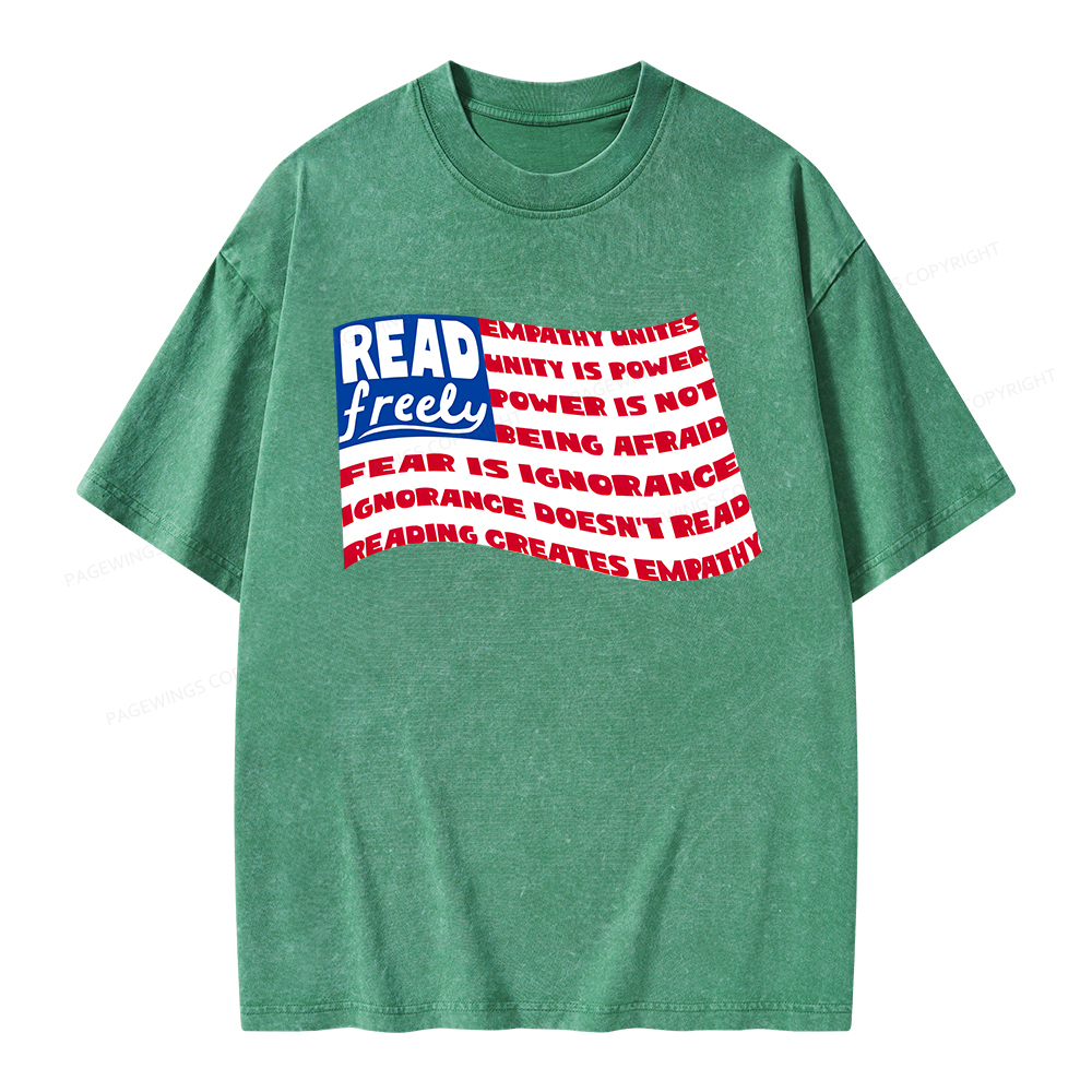 Pagewings Read Freely Empathy Unites Unisex Washed T-shirt