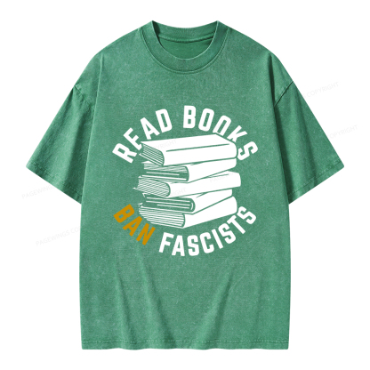 Pagewings Read Books Ban Fascists Unisex Washed T-shirt