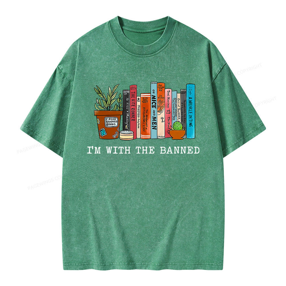 Pagewings I'm With The Banned Reading Book Unisex Washed T-shirt