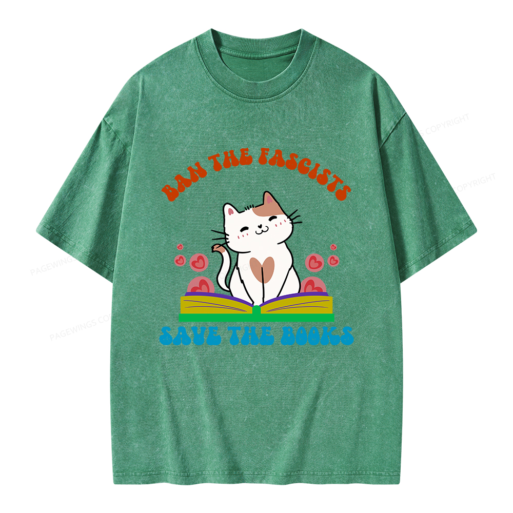 Pagewings Ban The Fascists Save The Books Unisex Washed T-shirt